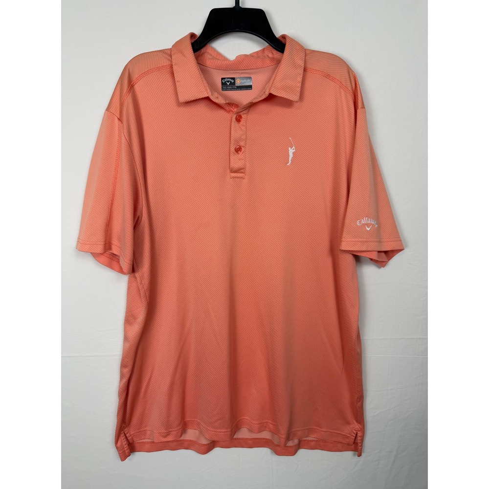 Callaway Men's Golf Polo XXL‎ Opti-Dri Coral Orange Textured Short Sleeve